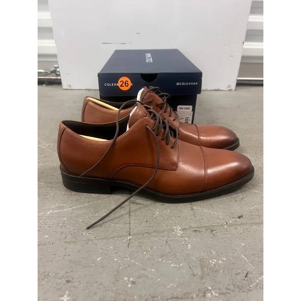 Cole Haan Modern Essentials C34138 Oxford‎ Mens US 9 M Brown Cap Toe Dress Shoes